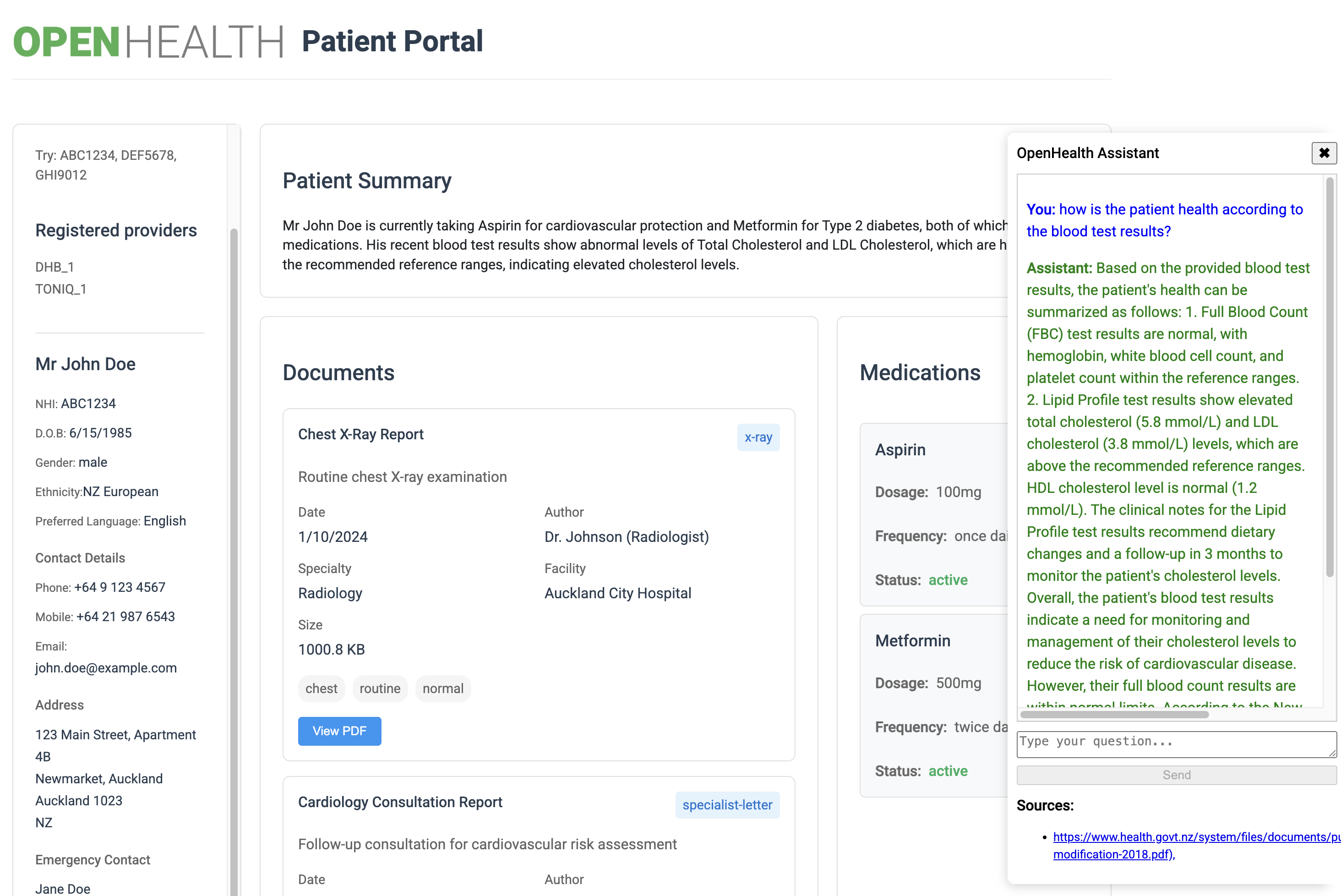 Patient Portal Interface